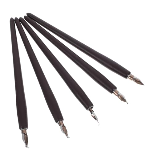 CAXUSD 5-teiliges Set Stift Retro-dip-pen Dip-pen-spitze Dip-pen Handgeschnitzte Stempel Dekoration Zeichnen Füllfederhalter Zum Zeichnen Füller Künstlerwerkzeuge Holz Dark Brown von CAXUSD