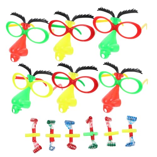 CAXUSD 6st Dekorative Gläser Halloween-Party-Brille Kinderkostüm Bart-Brillen-Ornament Karnevalsclownnase Maske Halloweenkostüm Lustige Schnurrbartbrille Halloween-Brille Clown-Brille Abs von CAXUSD