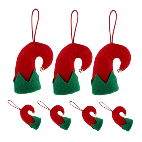 CAXUSD 8St Weihnachtsbaum-Anhänger Minihüte zum Basteln Weihnachtselfen-Ornamente Weihnachtslutscherhut Weihnachtsmütze Festliche Tischdekoration Elfenhut Weihnachtsbaum hängen Stoff rot von CAXUSD