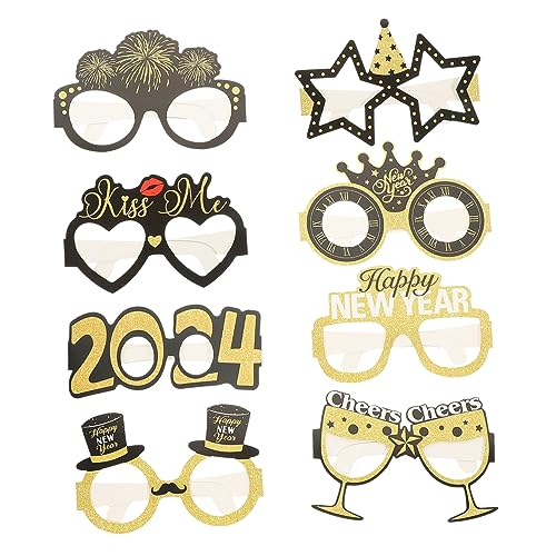 CAXUSD 8St silvesterbrillen brillen party accessoires party assecoires partyzubehör Gläser Dekor Neujahrsbrille Brillenfassungen für das neue Jahr interessante Brille Papier von CAXUSD