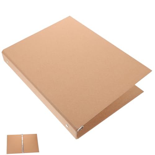 CAXUSD Ringbuchordner A4 Ringbuch Cover Aus Kraftpapier Wiederverwendbare Notizbuch Hülle Lose Blätter Ringbinder Mit 4 Ringen Vintage Design Ideal Für Büro Und Schule von CAXUSD