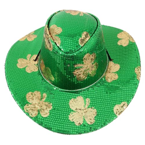 CAXUSD Cowboyhut Mit Pailletten Kostüm-ohr-accessoires Modischer Cowgirl-hut Hut Mit Glitzer-pailletten St. Patrick's Day Partydekorationen Männer Hut Hochzeitshut Cosplay-hut Tuch von CAXUSD