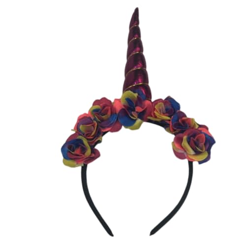 CAXUSD Einhorn-Stirnband haarschmuck haircharm turban yeat zauberha Einhorn Rosa Haarreif Zauberstab Blumen Kopfbedeckungen Maske entzückendes Einhorn-Haarband einhorn stirnband Plastik von CAXUSD