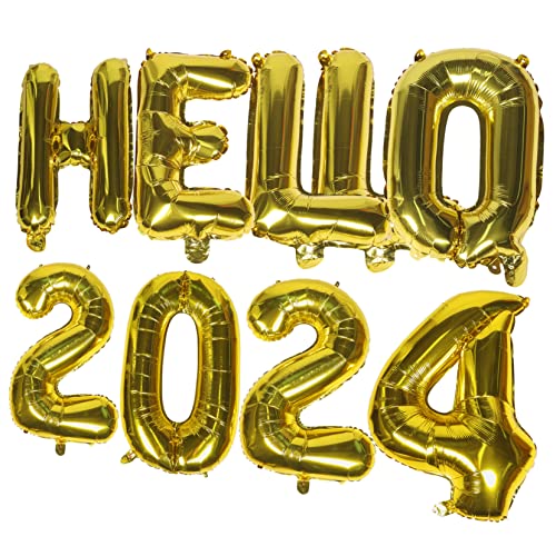 CAXUSD HELLO 2024 Folienballons Set Party Dekoration Für Silvester Und Neujahr 1 Set Ideal Für Neujahrsfeiern Und Festliche Anlässe von CAXUSD