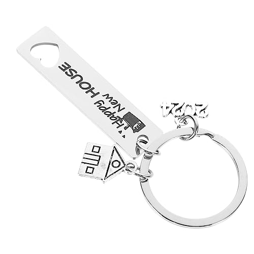 CAXUSD Schlüsselanhänger zum Einzug warnweste personalisiert personalized für den einzug key chains Plüsch hängende Verzierung Einweihungsanhänger Rostfreier Stahl von CAXUSD