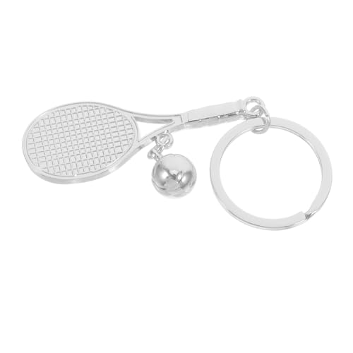 CAXUSD Tennis-schlüsselanhänger Tennisschläger Und Ball-schlüsselanhänger Schlüsselanhänger Mit Tennisball-anhänger Schlüsselanhänger Mit Tennisbällen Tennis-anhänger Silver Zinklegierung von CAXUSD