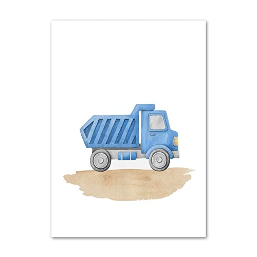 Kinderdrucke-3 Stück Bagger Bulldozer Truck Boho Kinderzimmer Kunst Leinwand Malerei Poster Drucke Wandbilder Kinder Baby Boy Room Decor Kinderzimmer Wandkunst-30 * 50cm (Kein Rahmen) von CAYBES