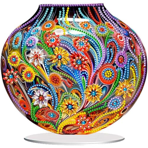 CAYUDEN Diamond Painting Erwachsene, DIY Diamond Painting Tischdeko 5D Diamant Malerei Stehend Kunst Set Vase Diamant Painting Tisch Deko Blumen Diamant Malerei Ornamente für Dekoration, Geschenk von CAYUDEN