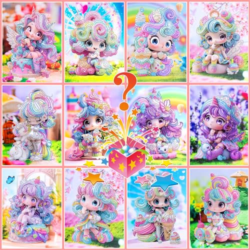 CAYUDEN Geheimnisvoll Diamond Painting Kit mit Rahmen, Einzeln Zufällig Diamant Malerei mit Rahmen Eiscreme Prinzessin Mystery Blind Boxen Diamant Painting Kunsthandwerk für Erwachsene Kinder von CAYUDEN