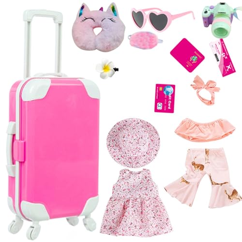 CAZSTYK Puppengepäck Mit Kleidung Für 18-Zoll Puppen Mädchenpuppe Strandresort Stil Kleidung Und Accessoires Für 45 cm Große Kugelgelenkpuppe von CAZSTYK