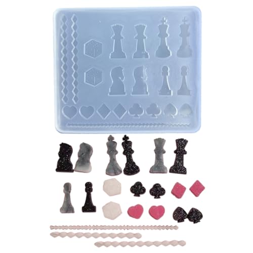 CAZSTYK Schach- und Kartenherstellungsform-Set, leicht zu reinigen, Silikon-Gießform, handgefertigtes Zubehör, Form für Bastler von CAZSTYK