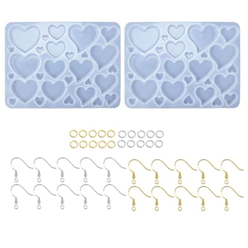 CAZSTYK Silikonform in Herzform für Ohrringe, Epoxidharz, Schmuckform für DIY-Ohrringe, Halsketten, Schlüsselanhänger von CAZSTYK