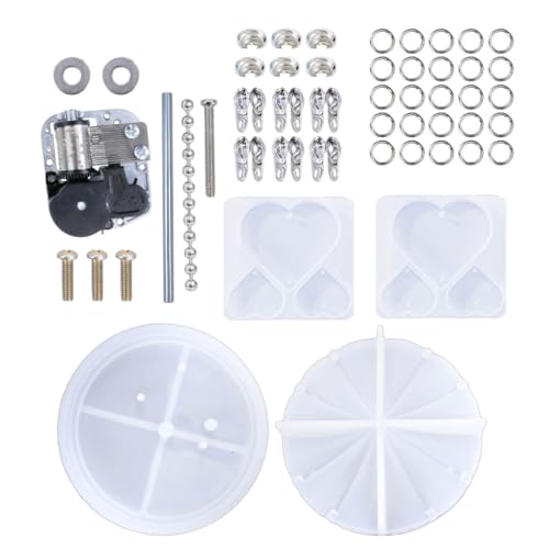 CAZSTYK Silikonform zum Selbermachen, Musikbox-Set, Herzform, Karussell, Harz, drehbar, Spieluhr-Form-Set, DIY-Kunstwerkzeug von CAZSTYK