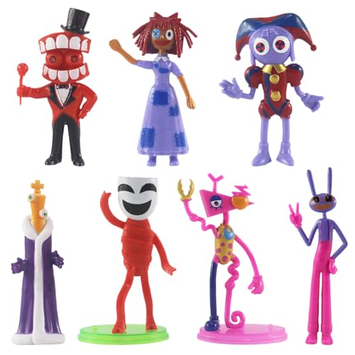 CBOSNF 7pcs Digital Circus Figuren Spielzeug Mini Figuren Zirkus Tortendeko Geburtstags Party liefert Dekoration Clowns Cake Topper Zubehör Clowns Party Dekoration für Kinder von CBOSNF