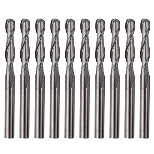 CBRIGHT 10 Stück Schaftfräser CNC-Fräser-Bits, 1/8 Zoll 3,175 mm Schaft, 3 mm Schneidkantenfräser, Gravurfräser inkl. Schaftfräser, CNC-Fräser-Bits (10 Stück Kugelkopf) von CBRIGHT