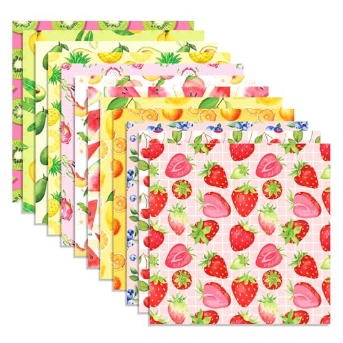 24 Blatt Obst Scrapbook Papier Hintergrundpapier, 12 Designs Doppelseitige Zitrone Erdbeere Muster Dekorpapier Scrapbook Craft Papier, 12x12Inch Karte Herstellung Scrapbook DIY Hintergrundpapier von CC HOME