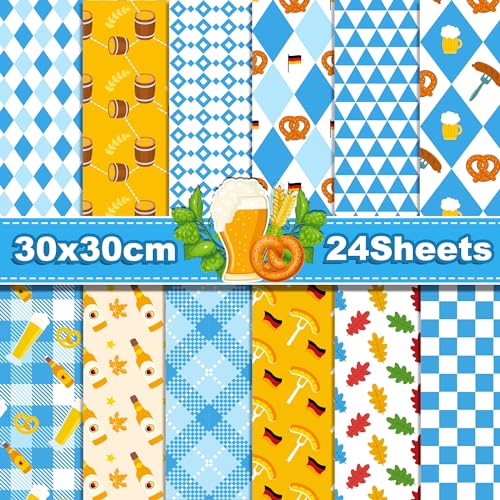 24 Blatt Oktoberfest Scrapbook Papier,12 Designs Deutsches Bierfestival Scrapbook Craft Papier, 12x12Inch Karte Herstellung Scrapbook DIY Oktoberfest Kartenherstellung Scrapbook Fotoalbum Dekor von CC HOME