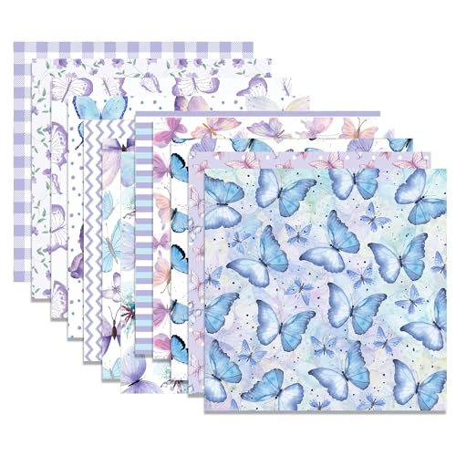 24 Blatt Schmetterling Muster Scrapbook Papier,12 Designs Doppelseitige Lila Schmetterling Dekorpapier Scrapbook Craft Papier,12x12Inch Craft Supplies Karte Herstellung Scrapbook von CC HOME