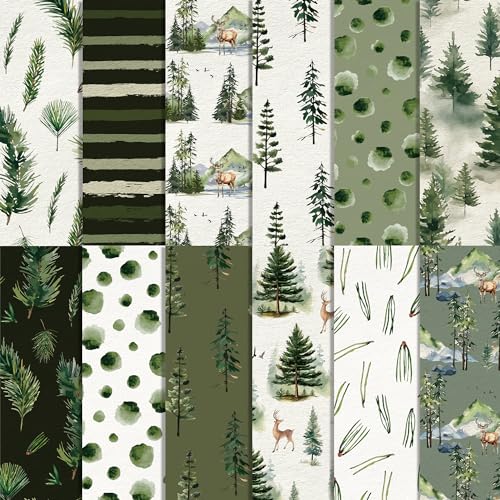 24 Blatt Waldmuster Scrapbook Papier Bastelpapier Weihnachten,12 Designs Motivpapier Weihnachten Scrapbook Dekorpapier Decoupage Papier für DIY Alben Umschläge, Grußkarten von CC HOME