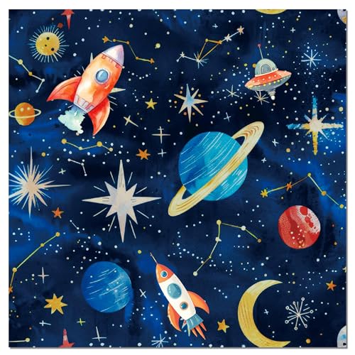 CC HOME Planet Space Geburtstag Pappteller Servietten Blau Astronaut Einweggeschirr Set Partyzubehör Planet Thema Geschirr für 24 Gäste für Audlts Kinder Mädchen Babyparty Geburtstag 88 Stück von CC HOME