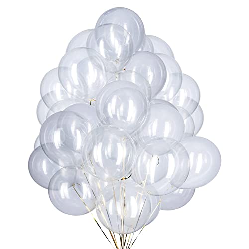 100 Stück 12 Zoll Luftballons Transparente,Durchsichtige Latex Helium Ballons für Geburtstag,Hochzeit Party Dekoration von CC Wonderland Zone