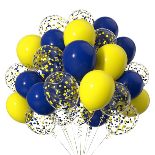 50 Stück 12 Zoll Gelb Marineblau Helium Latex LuftBallons,Ballons mit Gelb und Blau Konfetti für Minion Partys Dekoration von CC Wonderland Zone