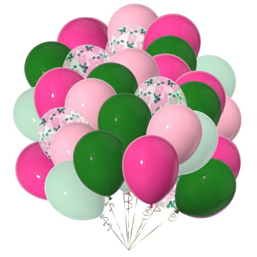 12 Zoll Rosa und Grün Luftballons, Rosa Grün Luftballons Hot Pink Dunkelgrün Macaron Rosa und Grün Latex Ballons für Kaktus Wüste Hawaiian Flamingo Thema Party Geburtstag Hochzeit Dekorationen 50 von CC Wonderland