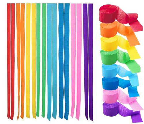 8 Rolls Krepppapier Bunt,Kreppbänder Regenbogen,Multicolor Papier Streamer Hochzeit,Karneval,Party Décoration-4.5CMx25M von CC wonderland zone