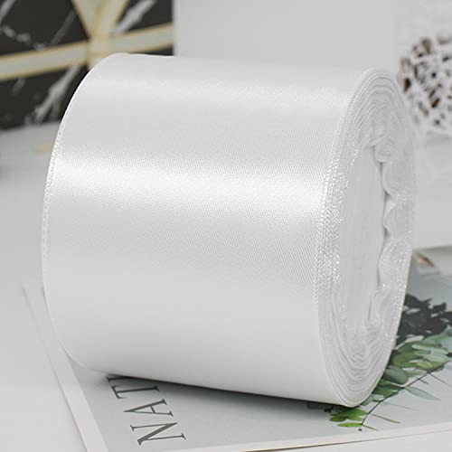 CC wonderland zone Satinband Weiss 25m lang x 100mm breit Dekoration Geschenkband,Weiß Schleifenband Dekoband Stoffband für Hochzeit von CC wonderland zone