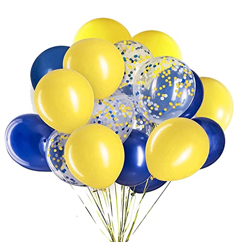 Gelbe und blaue Luftballons, 30,5 cm, marineblaue und gelbe Konfetti-Ballons, marineblaue und gelbe Konfetti-Ballons, 50 Stück von CC wonderland zone