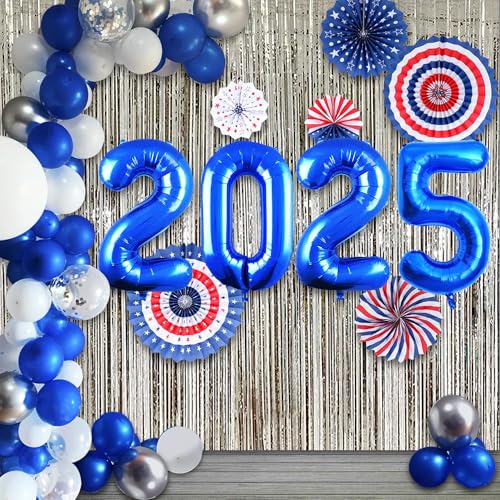 2025 Neujahrsparty-Dekoration: 101,6 cm große Luftballons, marineblaue und silberne Abschlussfeierzubehör sind perfekt für Ihre Neujahrsdekoration von CCGGAD