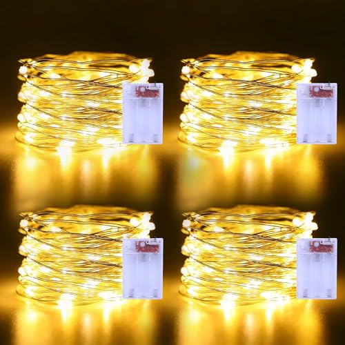 CCILAND LED-Lichterkette, batteriebetrieben, 5 m, 50 LEDs, silberfarben, Kupferdraht, Mikro-Funkel-Lichter, wasserdicht, Innenlichterkette für Schlafzimmer, Hochzeit, Geburtstag, Party, Dekoration, von CCILAND