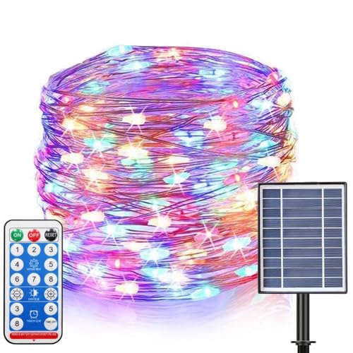 50M Solar Lichterkette Außen, 500 LED Lange Lichterkette Aussen mit Fernbedienung Timer 8 Modi Solarlichterkette IP54 Wetterfest für Hof Hochzeit Party Deko (RGB) von CCILAND