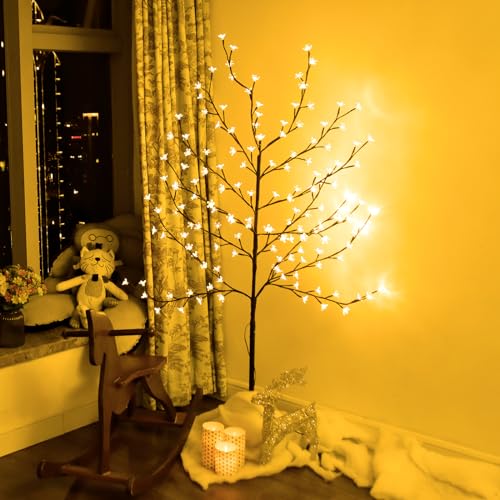 CCLIFE Led Lichterbaum Innen Aussen Weihnachten, Led Baum Innen, Kirschblütenbaum Lichterdeko, Warmweiß, IP44, 150cm, 150LED, CushHom von CCLIFE