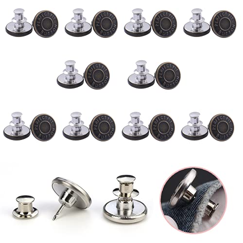 10 Stück Jeans Knöpfe Ohne Nähen, 17mm Button Pins Jeans, Hosenknöpfe Zum Stecken, DIY Jeansknopf, Knöpfe Hosen Enger Machen, Jeans Knöpfe zum Erweitern oder Reduzieren der Hosengröße(Bronze) von CCLKHY