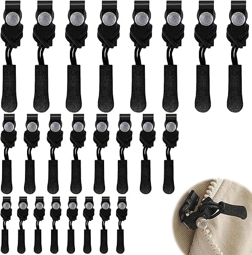 24 Stück Reissverschluss Zipper, Reisverschluss Reparaturset 3 Größen Ersatzteile Reißverschluss Zipper, Abnehmbares Metall Zipper Pull, Reißverschluss Ersatz für Jacken, Koffer, Ruckäcke(Schwarz) von CCLWY