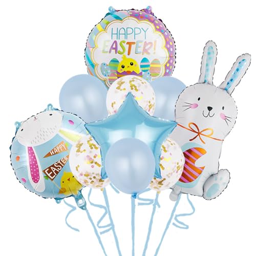 Ostern Luftballons Deko Set 10 Stück Osterhasen Bunny Folienballon Osterhasen Luftballon Dekoration Helium Ballons für Ostern Hasen Thema Geburtstag Party Deko von CCLWY