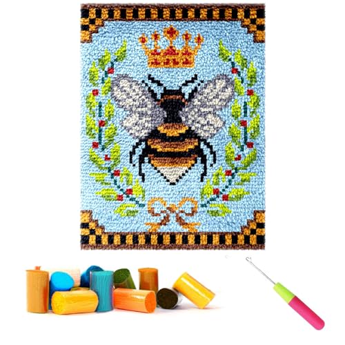 CCWORAN Bee Rug Making Kit for Adults Beginners DIY Craft Doormat Latch Hook Rug Kit Set Tapestry Cushion Knitting Patterns Printed Mesh Mat Canvas Wool Yarn Fabric Decorations Home Gift 2 von CCWORAN