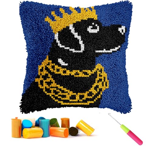 CCWORAN King Dog Knüpfhaken-Set, Kissenbezüge, Basteln für Erwachsene, Anfänger, Kinder, Häkeln, vorgedruckte Leinwand, Wolle, Garn, Hobbys, DIY, Sofa, Heimdekoration, Frauengeschenk, 45 CCWORAN King Dog Knüpfhaken-Set, Kissenbezüge, Basteln für Erwachsene, Anfänger, Kinder, Häkeln, vorgedruckte Leinwand, Wolle, Garn, Hobbys, DIY, Sofa, Heimdekoration, Frauengeschenk, 45 von CCWORAN