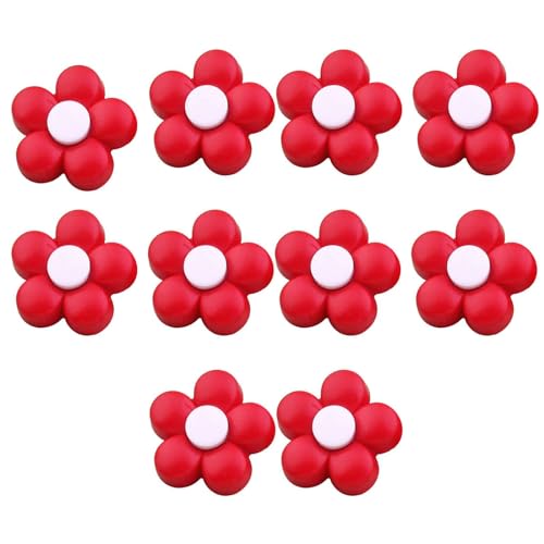 10 Stücke Kunststoff Knöpfe Knöpfe Kinder,kinderknöpfe Babyknöpfe Blumenknöpfe Für Mädchen Und Jungen-rot+Weiß-18mm von CCYXFB