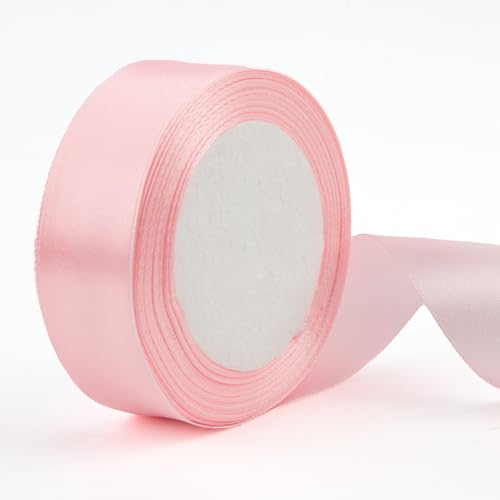 Rosa Band zum Verpacken von Geschenken, hellrosa Satinband, 2,5 cm, Babyrosa Weihnachtsband für Blumenstrauß, 22 Meter breit, Seidenstoffbänder für Handwerk, Haare, Ballon, Schleife, Hochzeit, von CDIXlmuz