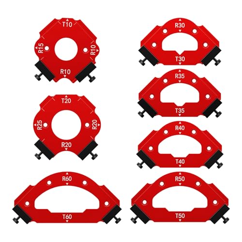 7 Stück Radius Jig Router Vorlagen, Aluminiumlegierung Holzbrett Bogenschneiden Hilfswerkzeug, Oberfräser Eckvorlage DIY Vorlage R10 R15 R20 R25 R30 R35 R40 R50 R60 T10 T20 T30 T35 T40 T50 T60 von CDIYTOOL