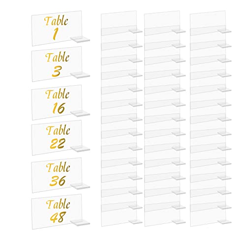 CDIYTOOL 48 Stück transparente, rechteckige Acryl-Tischkarten mit 48 Haltern, leere Acrylplatte, DIY, Gästennamen, Karten, Tischnummern für Hochzeit, Party, Tischdekoration von CDIYTOOL