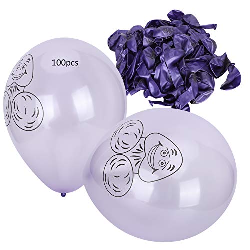 100 Stück Partyballons, Lila Latexball, Halloween-Partyballons, Luftballons für Geburtstage, Partyzubehör, Bedrucktes Geisterkopfmuster von CDQL