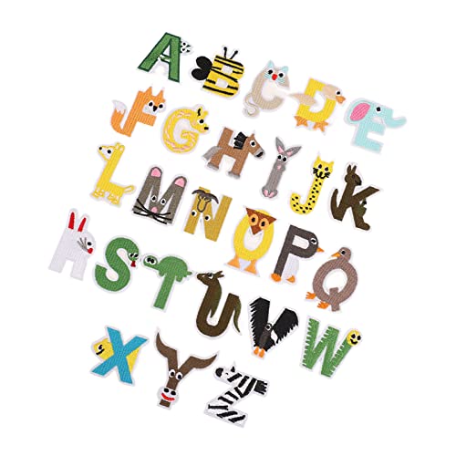 52 Stück Buchstaben-Aufnäher in Tierform, Tierbuchstaben von A Bis Z, A-Z-Alphabet-Aufnäher Zum Aufbügeln, Aufnäher-Alphabet für Kleidung, Tiermuster von CDQL