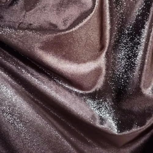 Kleiderstoff, seidiger Satin-Brokat, 1 Meter, 135 cm, Breite, silber-elfenbeinfarben, mit Pailletten besetzter Netzstoff, Tanzkleid, Kleidungsmaterialien(Brown) von CDWK