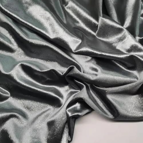 Kleiderstoff, seidiger Satin-Brokat, 1 Meter, 135 cm, Breite, silber-elfenbeinfarben, mit Pailletten besetzter Netzstoff, Tanzkleid, Kleidungsmaterialien(Gray) von CDWK