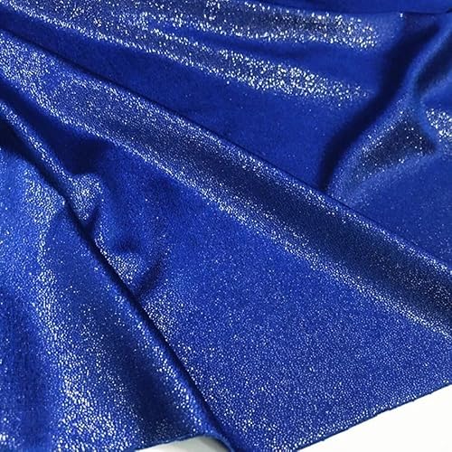 Kleiderstoff, seidiger Satin-Brokat, 1 Meter, 135 cm, Breite, silber-elfenbeinfarben, mit Pailletten besetzter Netzstoff, Tanzkleid, Kleidungsmaterialien(Royal Blue) von CDWK