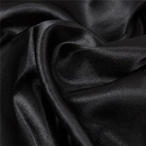 Kleiderstoff, seidiger Satin-Brokat, 3/5/10 m, Seidensatin-Stoff als Meterware, Futterstoff for Nähen von Kleidern, Vorhängen, einfarbig Schwarz Weiß Blau Gold En8 4 Gold 150 cm x 5 m(2 Black,150cmx3M von CDWK