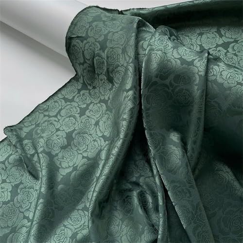 Kleiderstoff, seidiger Satin-Brokat, 3/5/10 m, seidiger Satinstoff mit Rosenblüten, for Nähen von Kleidern, Kleidung, Meterware(11,150cmx3M) von CDWK